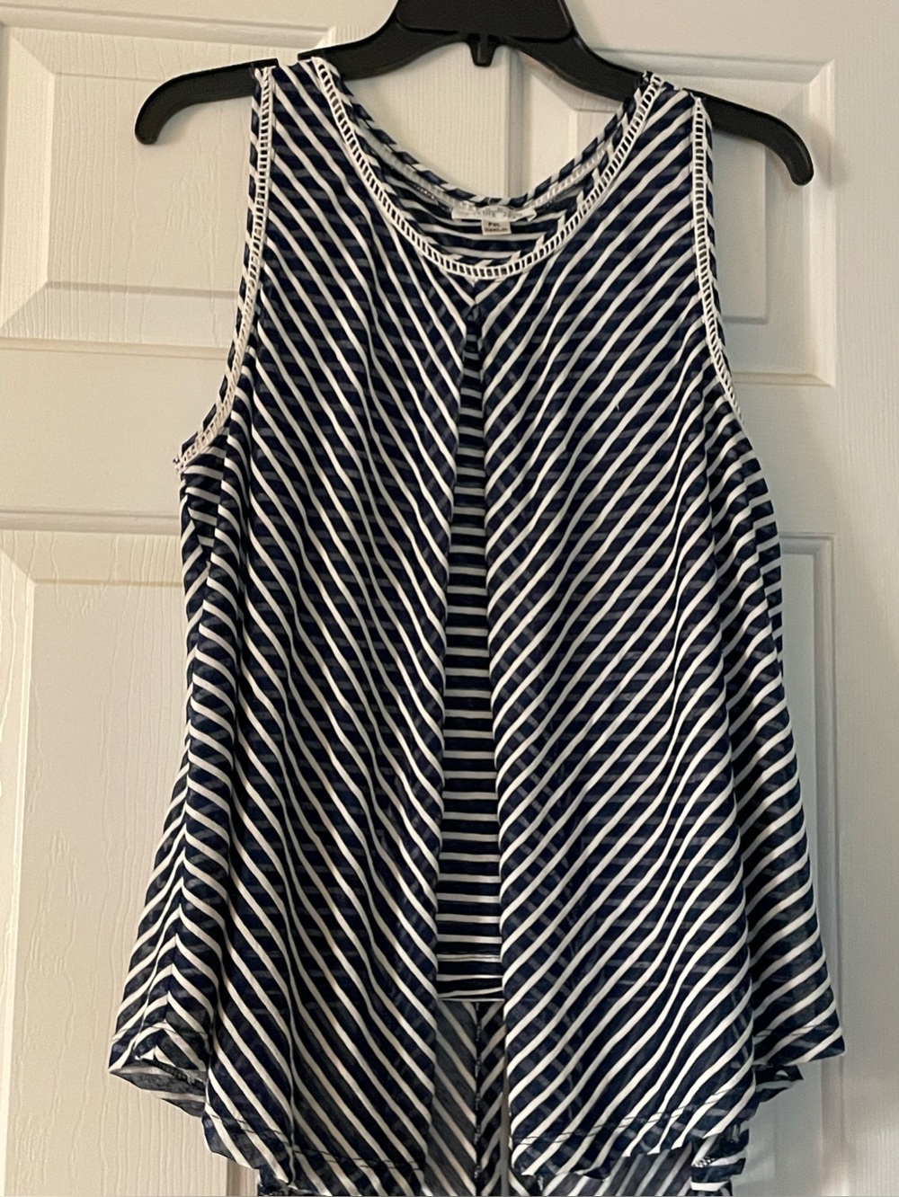 Striped Navy & White Sleeveless Swing Tank Top